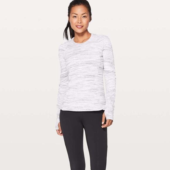 LULULEMON Women's Runderful Long Sleeve Size 4 In Space Dye Camo White Silver - Picture 5 of 13